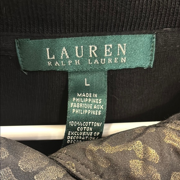 Lauren Ralph LRL Sweater Womens Medium Black 1/4 Gold buttons LG - Picture 3 of 4